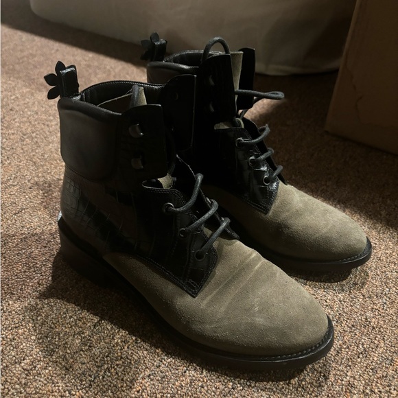 Green suede combat boots - Picture 10 of 13